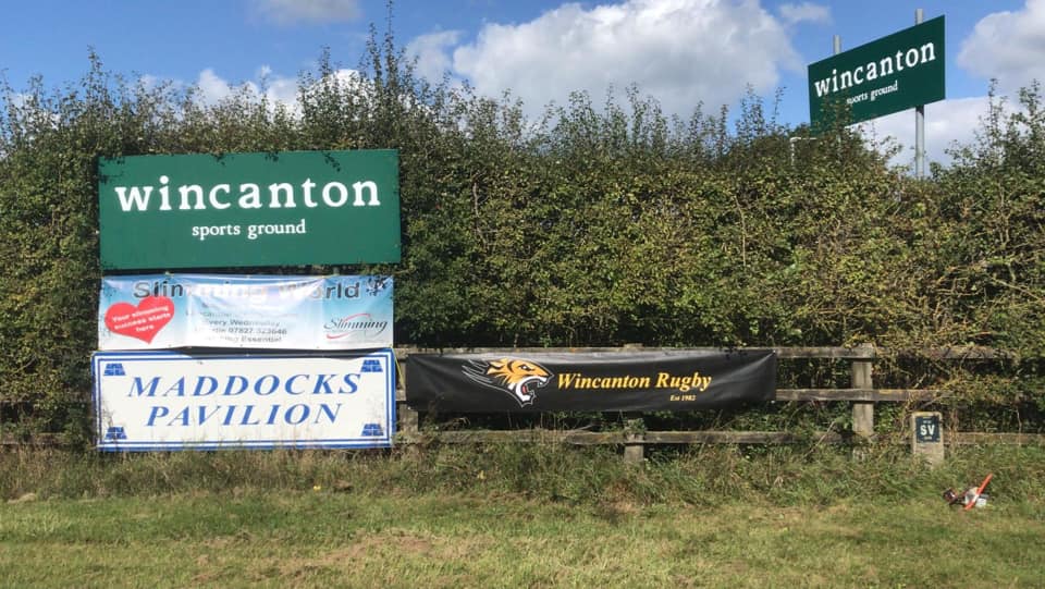 The Wincanton Rugby Club sign at Wincanton Sports Ground