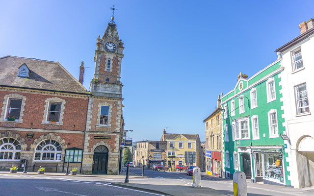 Wincanton Town Hall and Market Place, including the Post Office
