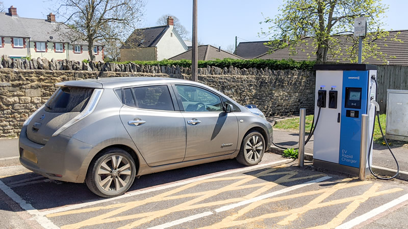 Using the new charge point in the Wincanton Memorial Hall car park