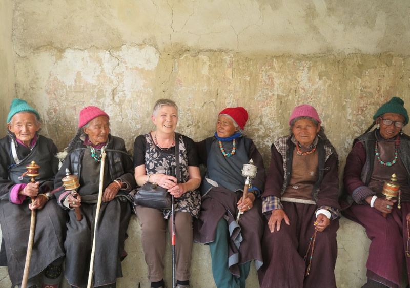 Julie Jenkins sitting with ladies