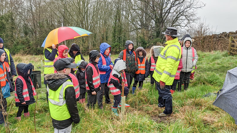 Jonathan Astill, Arboricultural Consultant, explained and demonstrated the planting process to all the children