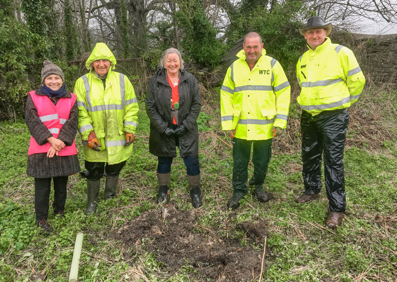 Members and staff of Wincanton Town Council after planting an oak sapling at Wrixon's View