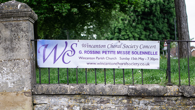 Wincanton Choral Society banner for their performance of Rossini's Petite Messe Solennelle