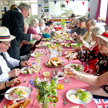 Forty u3a members were treated to a free Jubilee indoor street lunch party