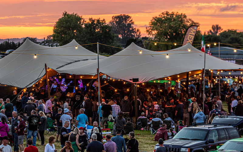 Rock n Ribs Festival 2021 at Wincanton Racecourse - evening marquee