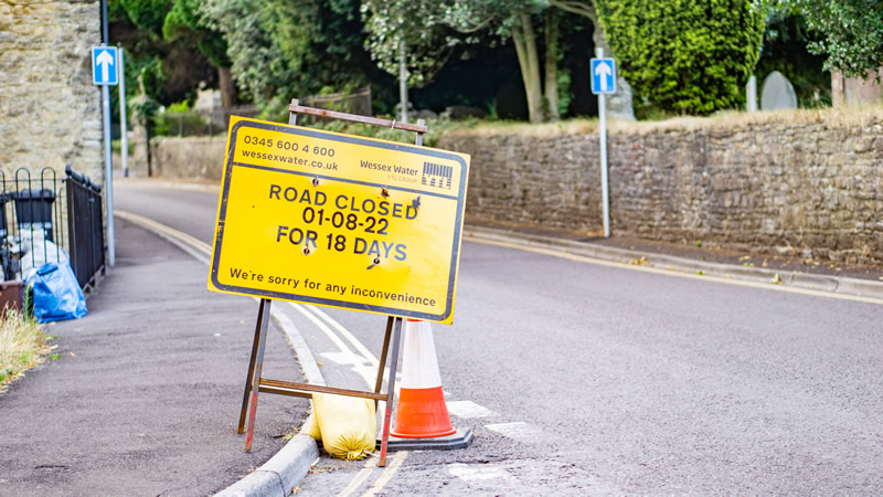 Wessex Water road closure notice for Church Street in Wincanton